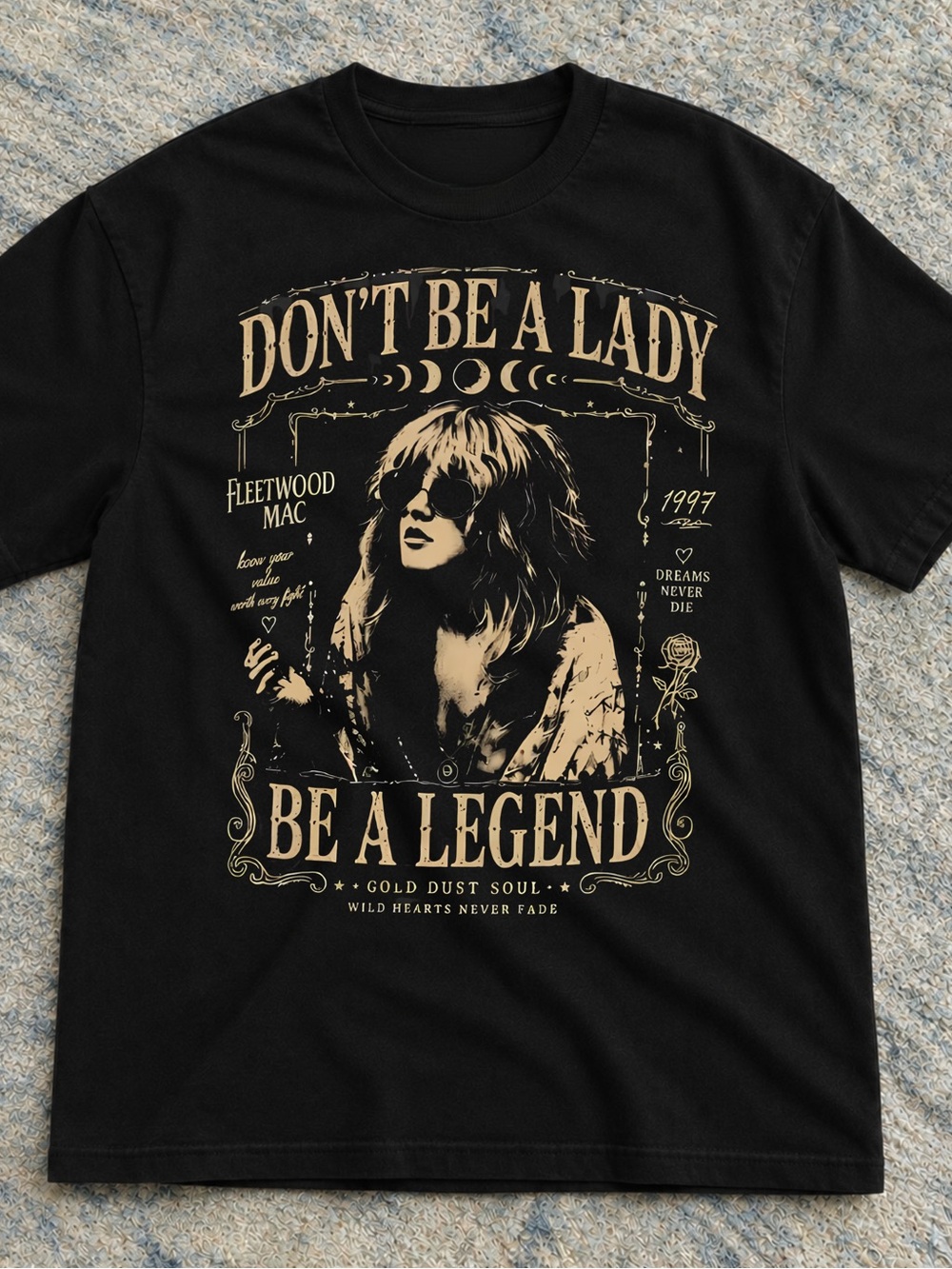 Gildan Black Fleetwood Mac "Don't Be a Lady Be a Legend" Graphic Tee